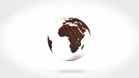 Uniquely stylized planet Earth with red dots on the surface over white Stock Footage 132797466