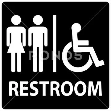 Unisex And Disabled Toilet Door Sign,Handicap Restroom Symbol ...