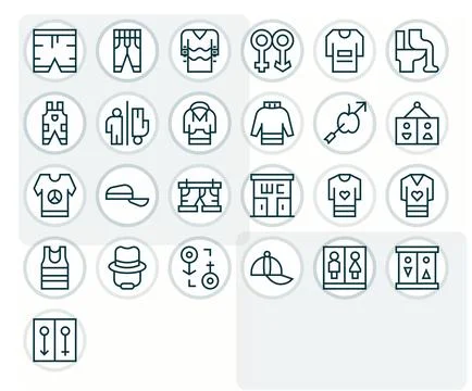 Unisex Modern Vector Collection with 25 Regular Line High Resolution Pixel .. イラスト素材