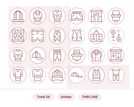 Unisex Vector Graphics Pack including 24 Thin Line Retina Ready Display Per.. Stock Illustration