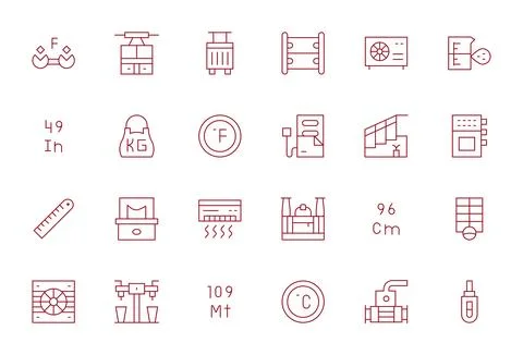 Unit Comprehensive Vector Bundle with 24 Display Perfect Thin Line Retina R.. Stock Illustration