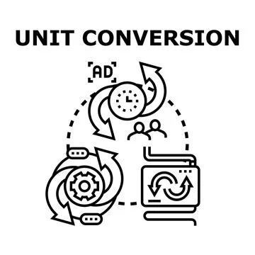 Unit conversion process for digital advertising and marketing Stock Illustration