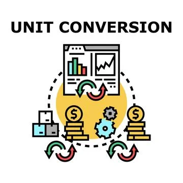Unit conversion process from marketing data to revenue Stock Illustration