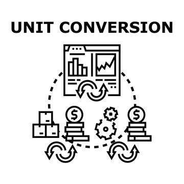 Unit conversion process from marketing data to revenue Stock Illustration