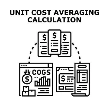 Unit cost averaging calculating business finance expenses Stock Illustration