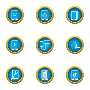 Unit icons set, flat style Stock Illustration