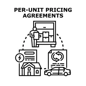 Per unit pricing agreements concept and value exchange Stock Illustration