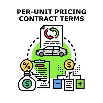Per unit pricing and contract terms concept Stock Illustration