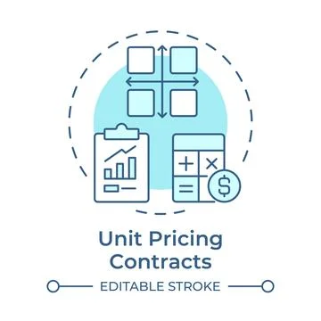 Unit pricing contracts soft blue concept icon 库存插图
