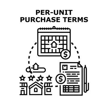 Per unit purchase terms planning valuation agreement Stock Illustration