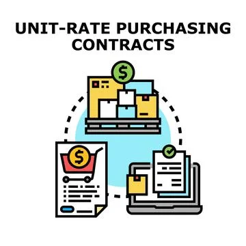 Unit rate purchasing contracts process administration concept 스톡 일러스트