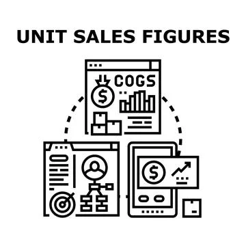 Unit sales figures data analysis and reporting concept Stock Illustration