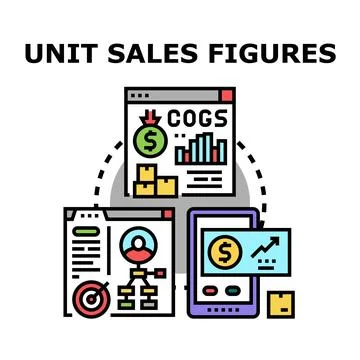 Unit sales figures data analysis and reporting concept Stock Illustration