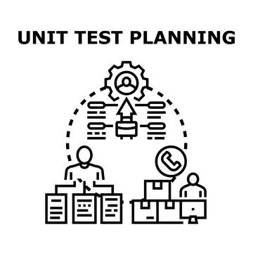 Unit test planning developing software quality assurance Stock Illustration