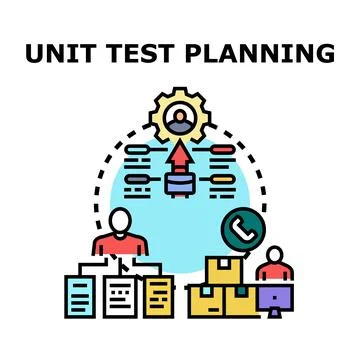 Unit test planning developing software quality assurance Stock Illustration