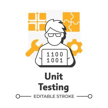 Unit testing flat outline concept icon Stock Illustration