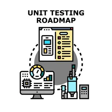 Unit testing roadmap planning for software development Stockillustratie