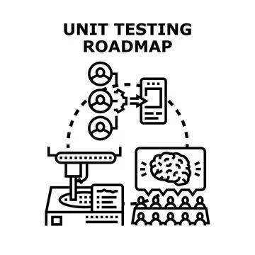 Unit testing roadmap for software development cycle Stockillustratie
