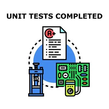 Unit tests completed displaying successful software development process Ilustração Stock