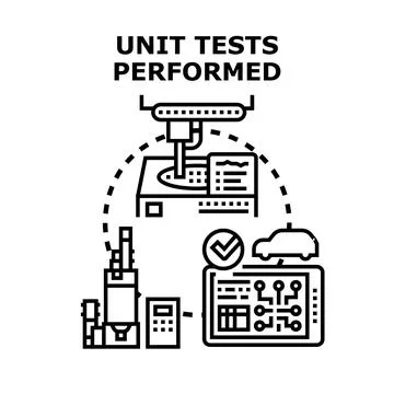 Unit tests performed concept identifying software quality Stock Illustration