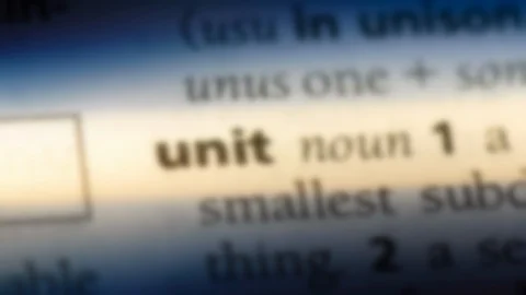 Unit word in a dictionary. Stock Footage 99562472