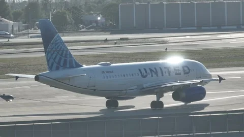 United Airlines Airbus Plane Performs Pre Flight tests Stock Footage 340114805