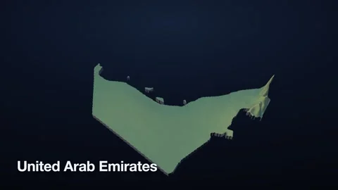 United Arab Emirates 3D elevation relief map Stock Footage 340607904