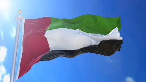 United Arab Emirates animated flag pack in 3D and isolated background Stock Footage 119930853