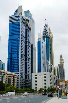 United Arab Emirates, Dubai modern skyscrapers Stock Photos