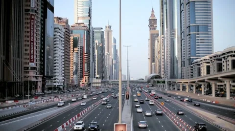 United Arab Emirates, Dubai, traffic on Sheikh Zayed Rd Stock Footage