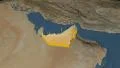 United Arab Emirates extruded. Blue Marble. 4k or 4k+ Resolution