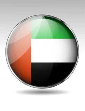 United arab emirates flag button Stock Illustration