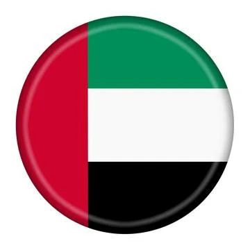 United Arab Emirates flag button 3d illustration with clipping path Stock Illustration