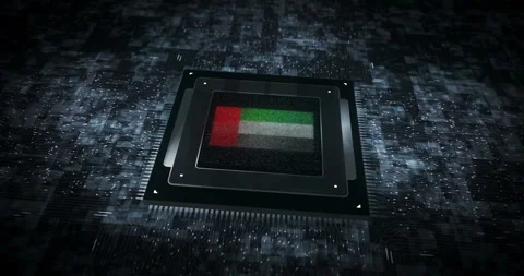United Arab Emirates flag on computer cpu Stock Footage 325966407