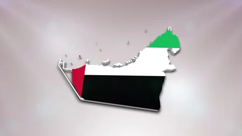 United Arab Emirates Flag on Map Stock Footage 277948698