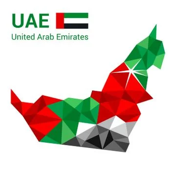 United Arab Emirates flag map in polygonal geometric style. Stock Illustration