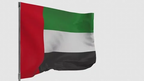 United arab emirates flag on pole Stock Footage 149086112