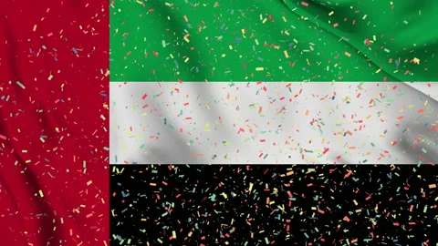 The United Arab Emirates flag seamless animation with paper confetti Stock-Footage 223347993