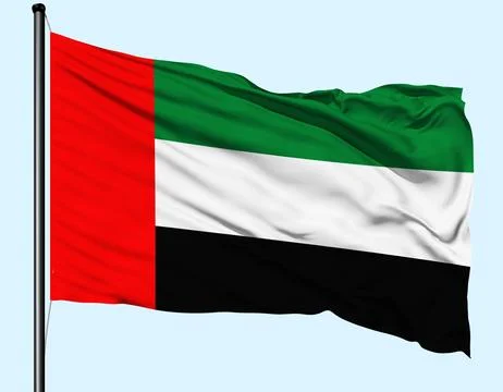United Arab Emirates Flag Wind Waving With Pole Stock Illustration