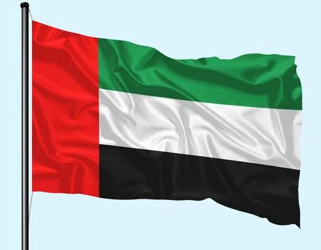 United Arab Emirates Flag Wind Waving With Pole Stock Illustration