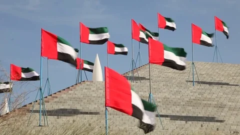 United Arab Emirates Flags Stock Footage 70561531