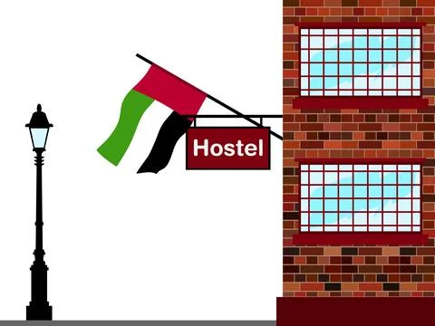 United Arab Emirates Hostels Vector Illustration Stock Illustration