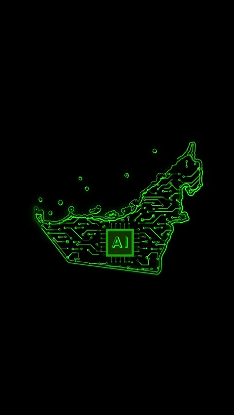 United Arab Emirates Map AI Chipset Technology Opener Stock Footage 337172916