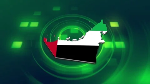 United Arab Emirates Map and Flag Background Stock Footage 344032540