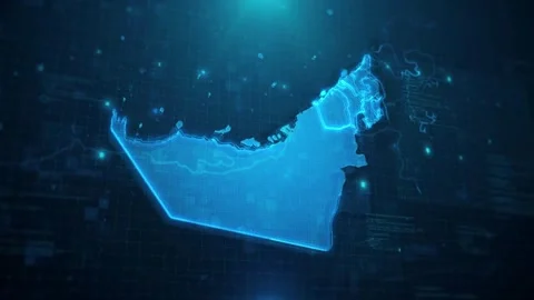 United Arab Emirates Map Animation on Blue Background (4K UHD) Stock Footage 276613623