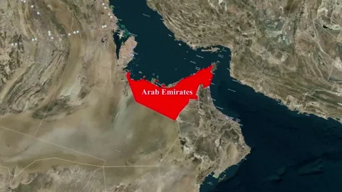 United Arab Emirates Map Animation with Location Highlight Stock Footage 343833113