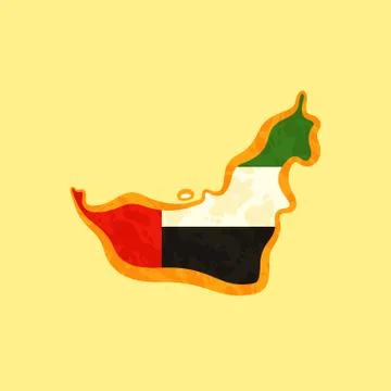 United Arab Emirates - Map colored with Emirati flag Stock Illustration