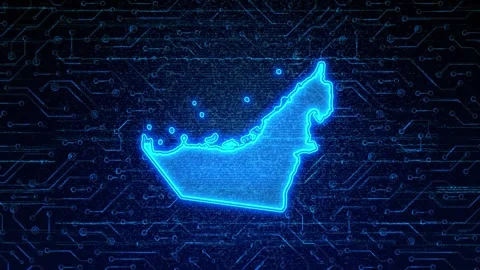 United Arab Emirates Map Digital Technology Opener Stock-Footage 335082698