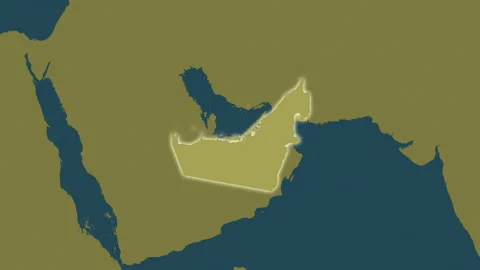 United Arab Emirates map - extract. Glow. Pattern. Labels Stock Footage 178497447