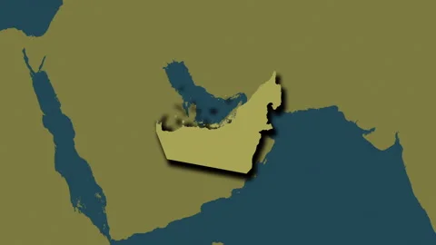 United Arab Emirates map - extract. Shadow. Pattern. Labels Video stock 178497597